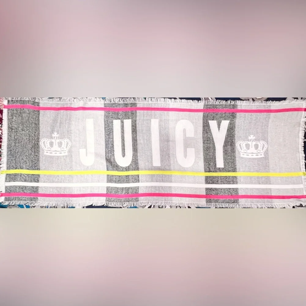 Juicy Couture scarf logo spell-out signature graphic blanket throw shoulder wrap